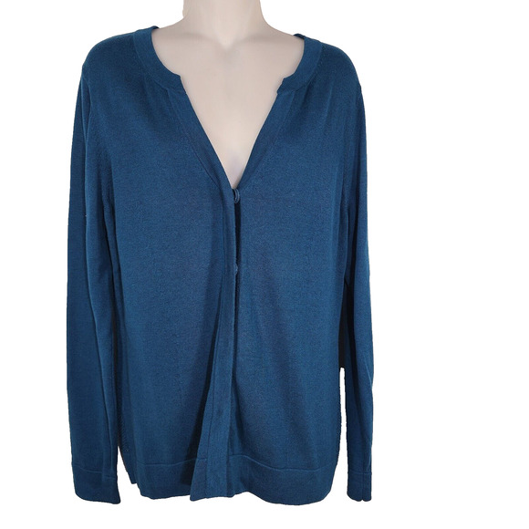 CAbi Cardigan Women’s Medium Ever Moroccan Blue Snap Button Front V Neck 3368 - Picture 1 of 8